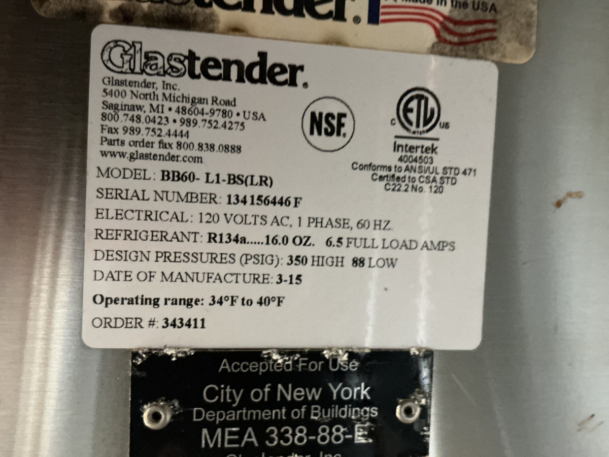 GlasTender BB-60 Back Bar Refrigerator/ Bottle Cooler