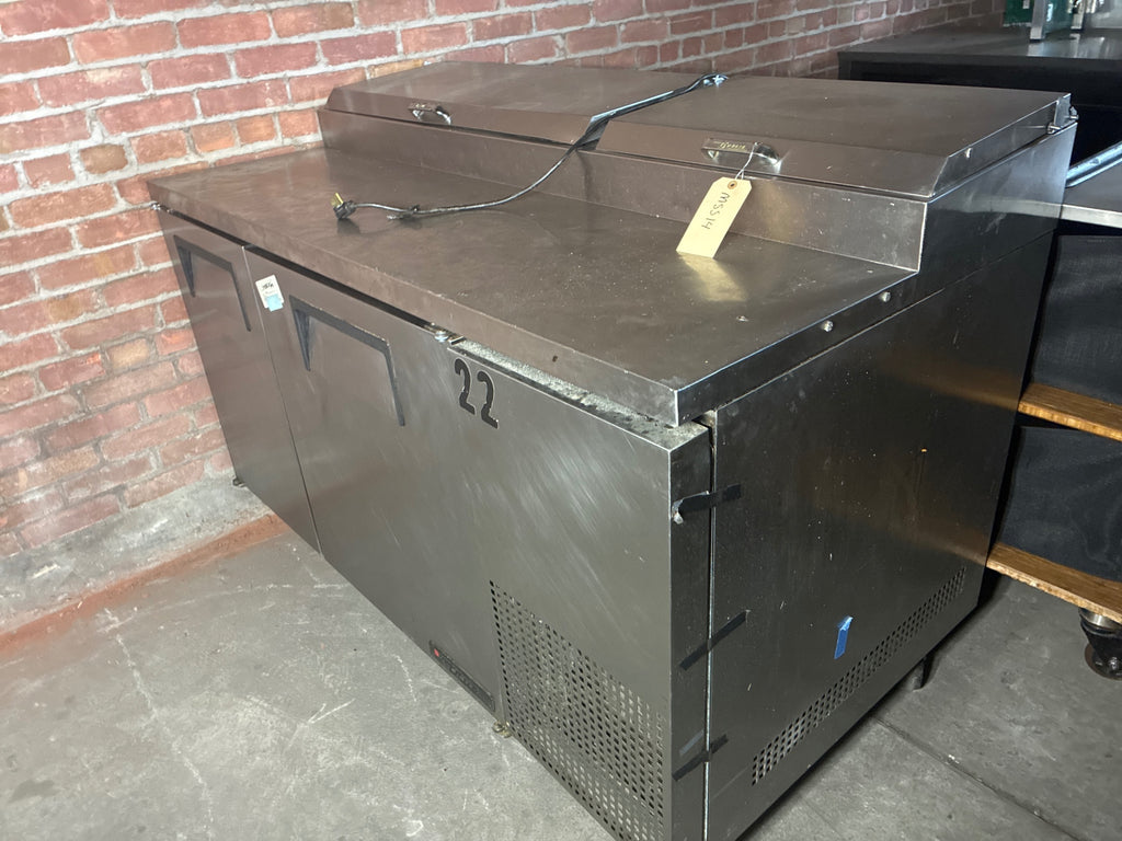 True TPP-60 Pizza Prep Table, Refrigerated, 2 Solid Swing Doors, Stainless, Mobile