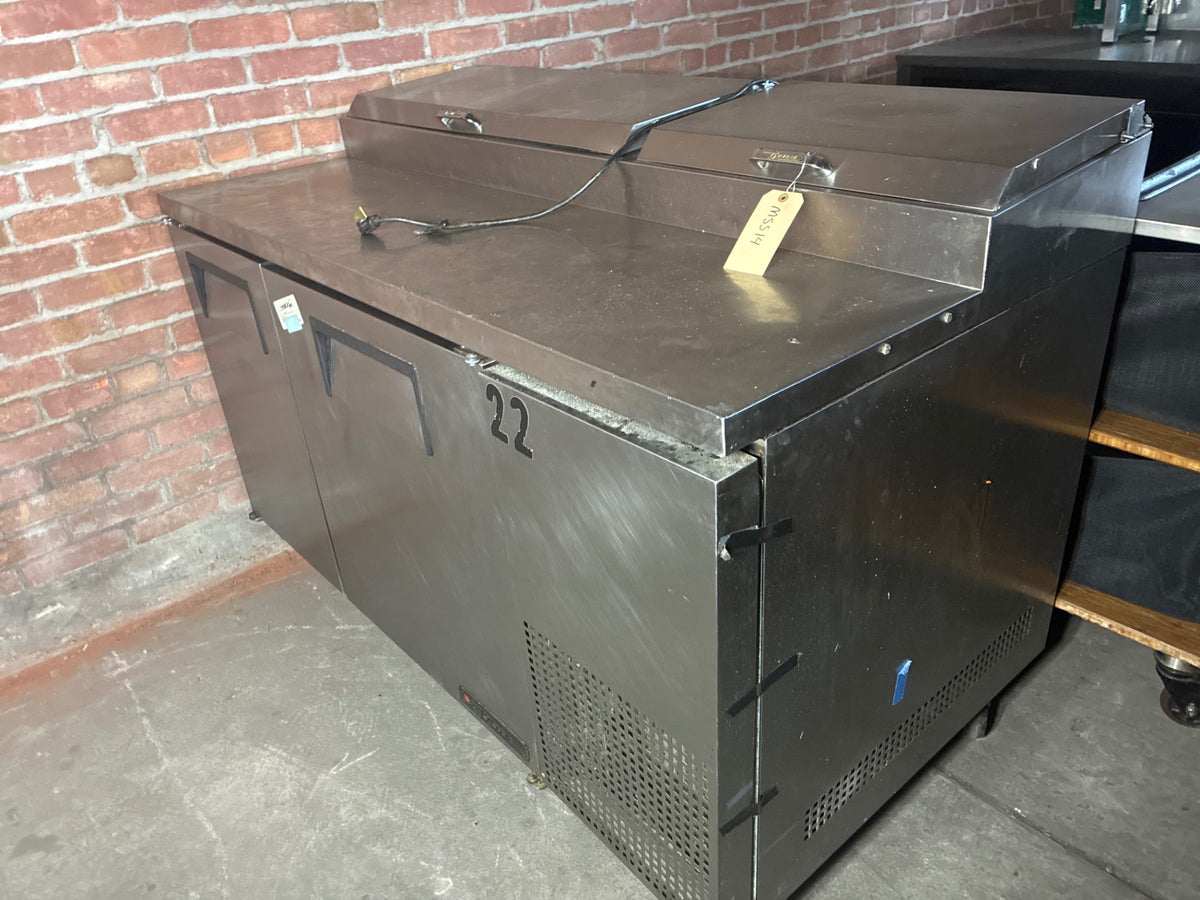 True TPP-60 Pizza Prep Table, Refrigerated, 2 Solid Swing Doors, Stainless, Mobile
