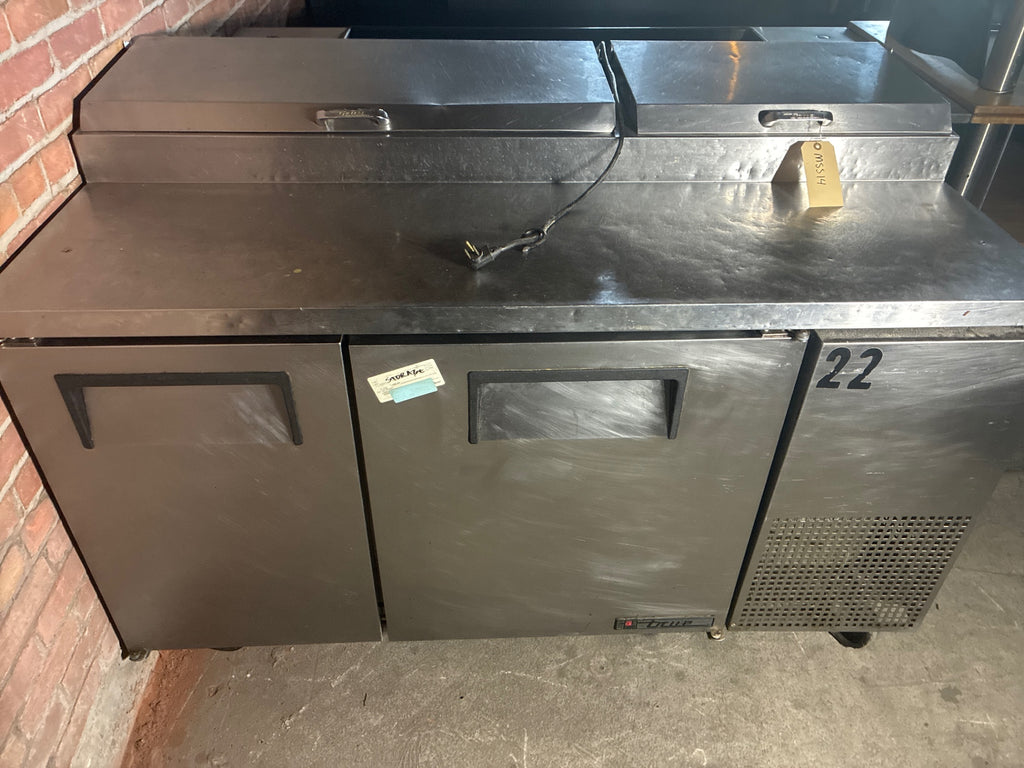 True TPP-60 Pizza Prep Table, Refrigerated, 2 Solid Swing Doors, Stainless, Mobile