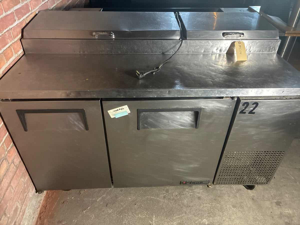 True TPP-60 Pizza Prep Table, Refrigerated, 2 Solid Swing Doors, Stainless, Mobile