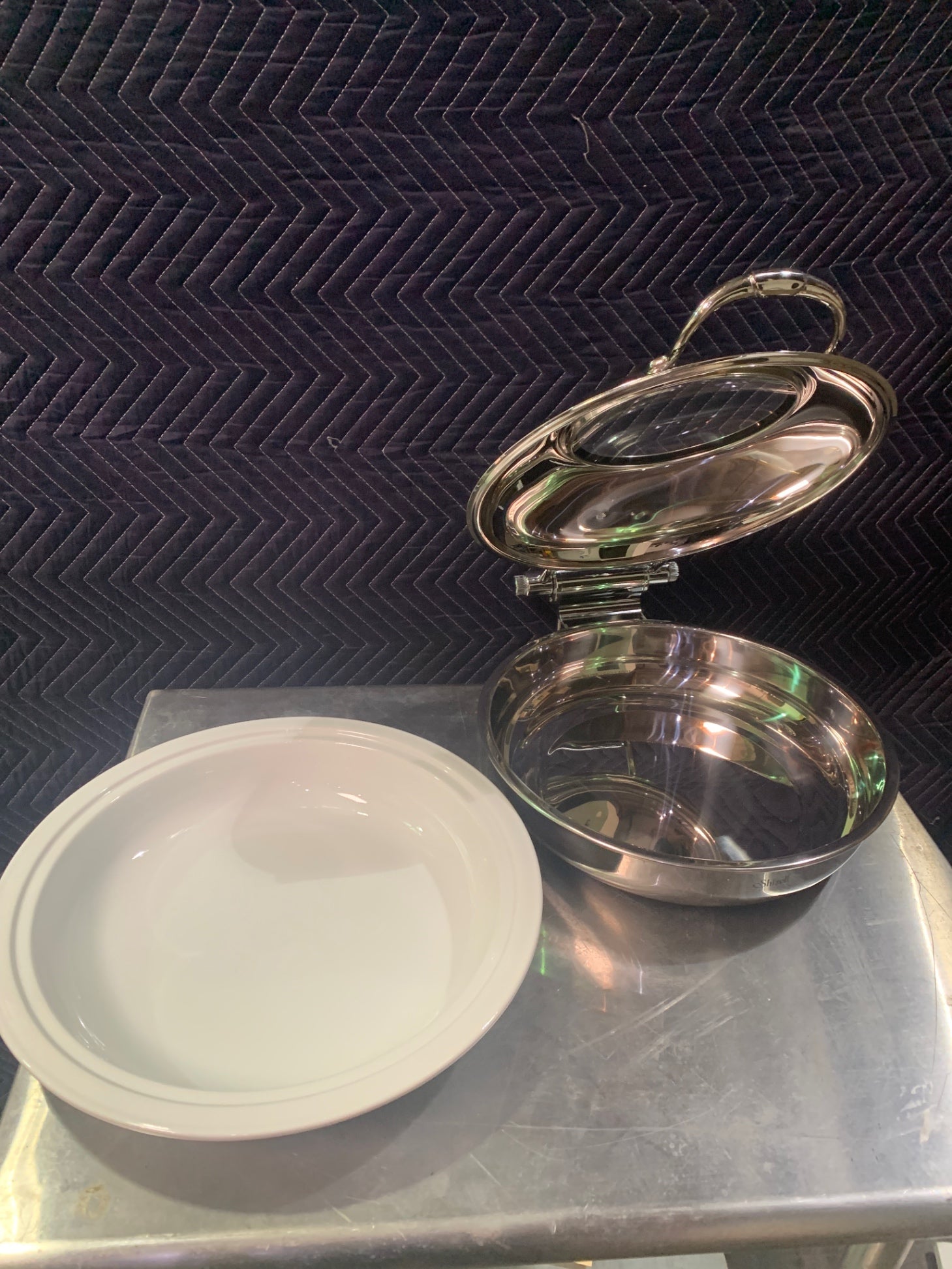 Shizell CSHR 1700 IH GP Stainless Steel Chaffing Dish W Ceramic Serving Bowl