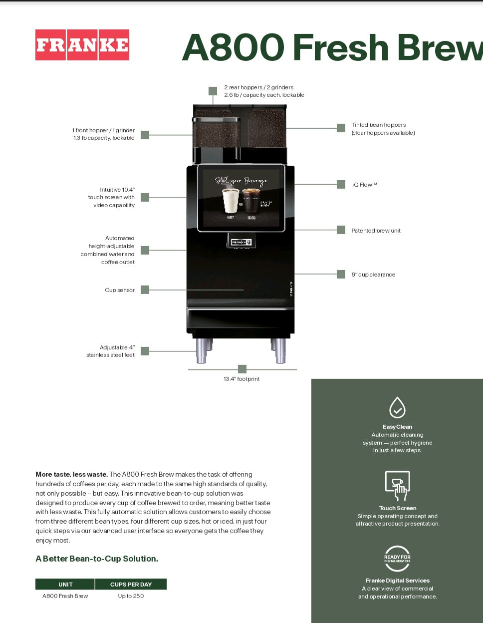 Franke A800 Fresh Brew Superautomatic Coffee Machine