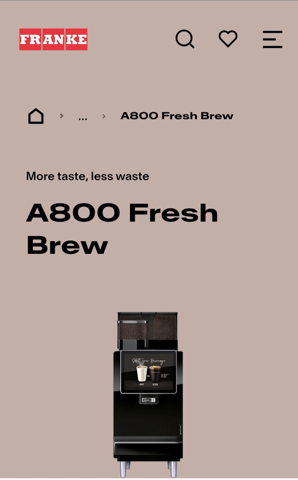 Franke A800 Fresh Brew Superautomatic Coffee Machine