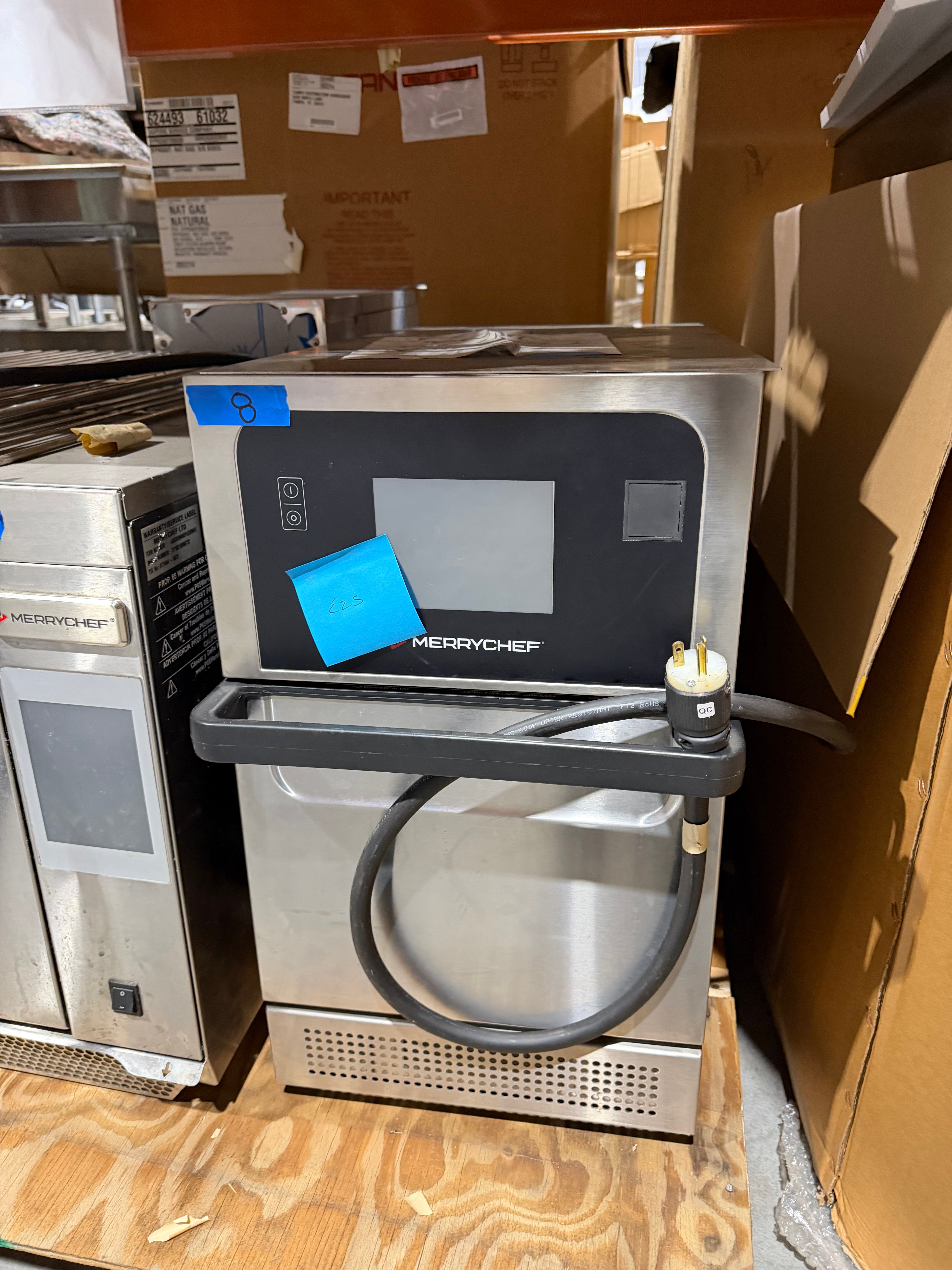 Merrychef High-Speed Oven Stainless-steel Body, Touchscreen Front Panel, And Attached Power Cord.
