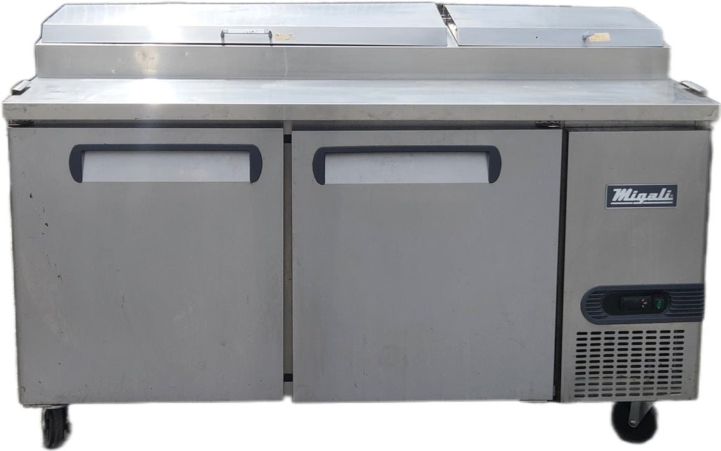Migali Two Door Pizza Prep Table With A Stainless Steel Finish