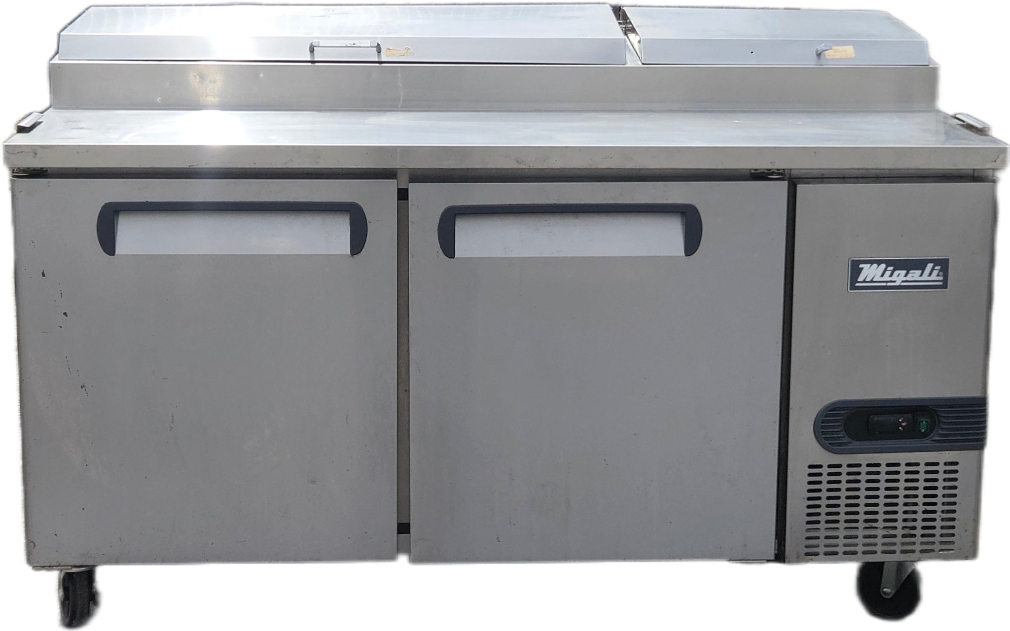 Migali Two Door Pizza Prep Table With A Stainless Steel Finish