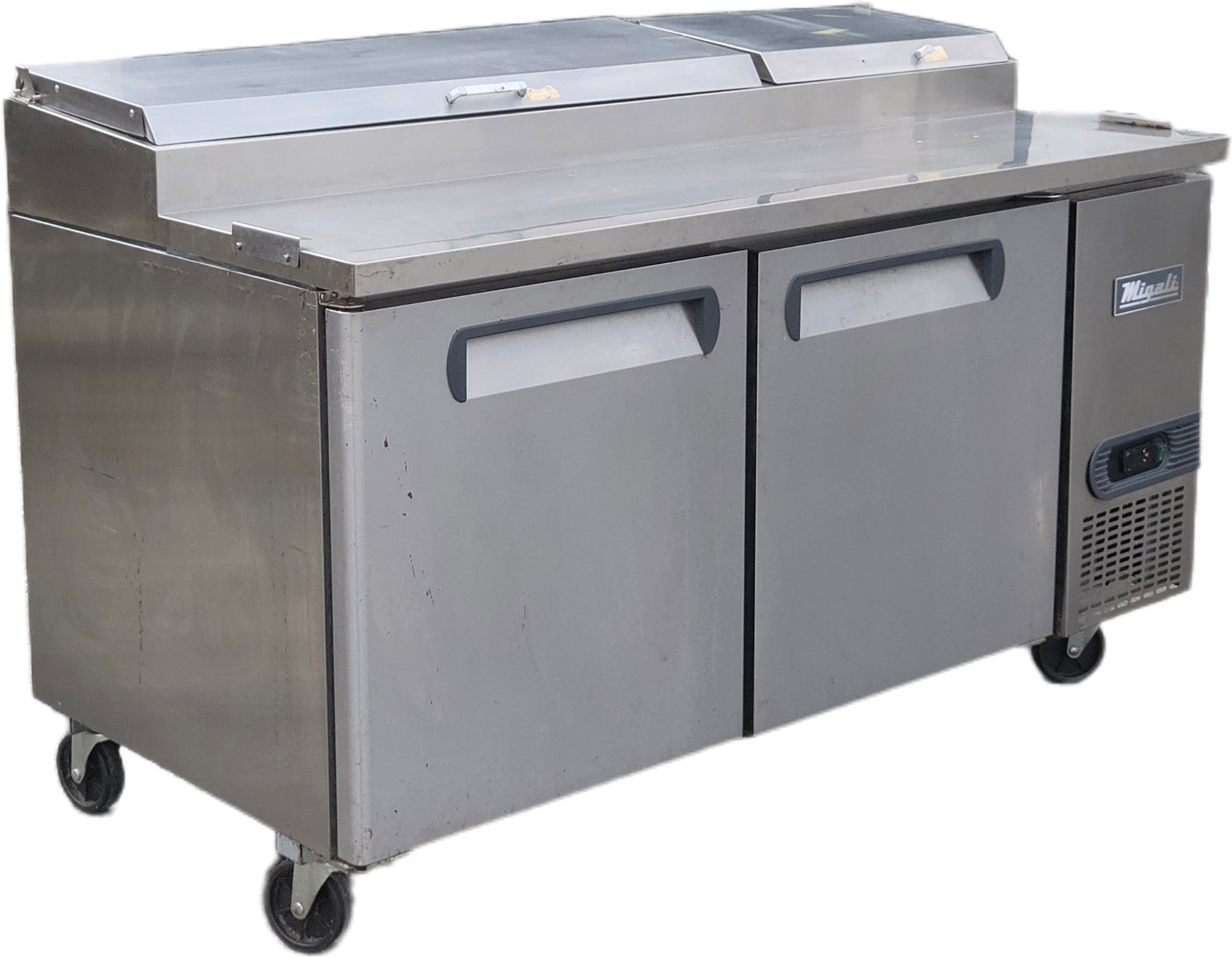 Migali Two Door Pizza Prep Table With A Stainless Steel Finish