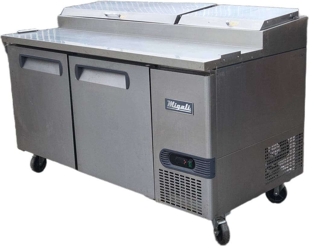 Migali Two Door Pizza Prep Table With A Stainless Steel Finish