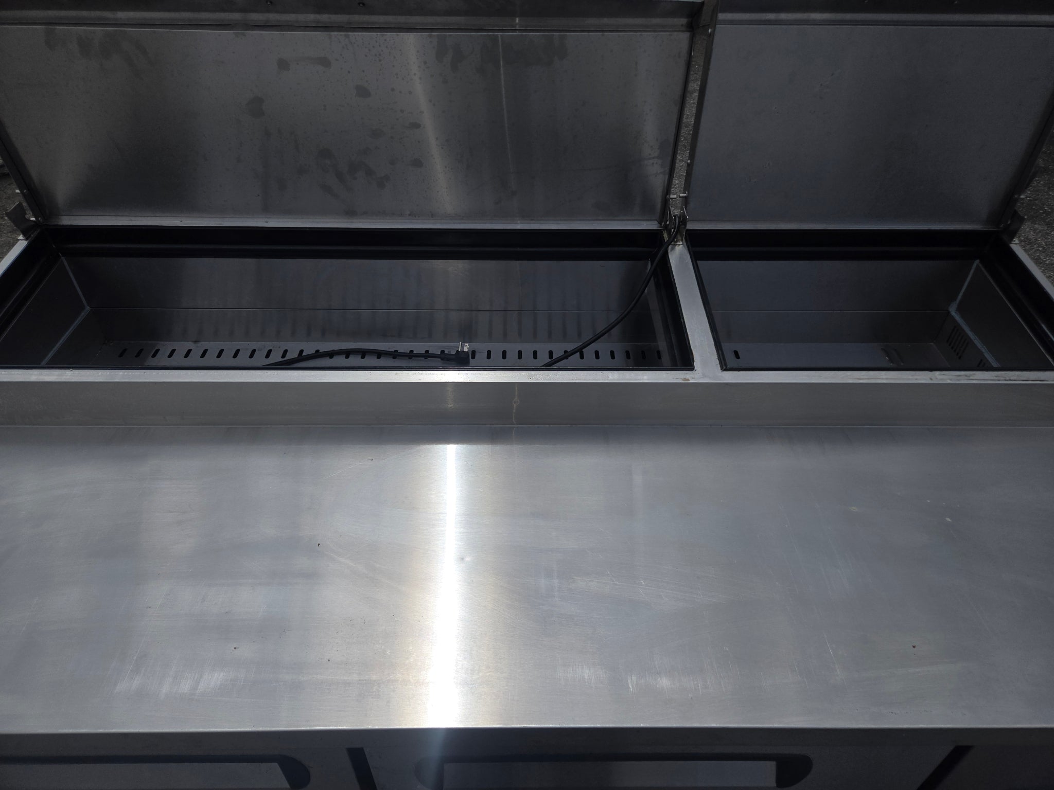 Migali Two Door Pizza Prep Table With A Stainless Steel Finish
