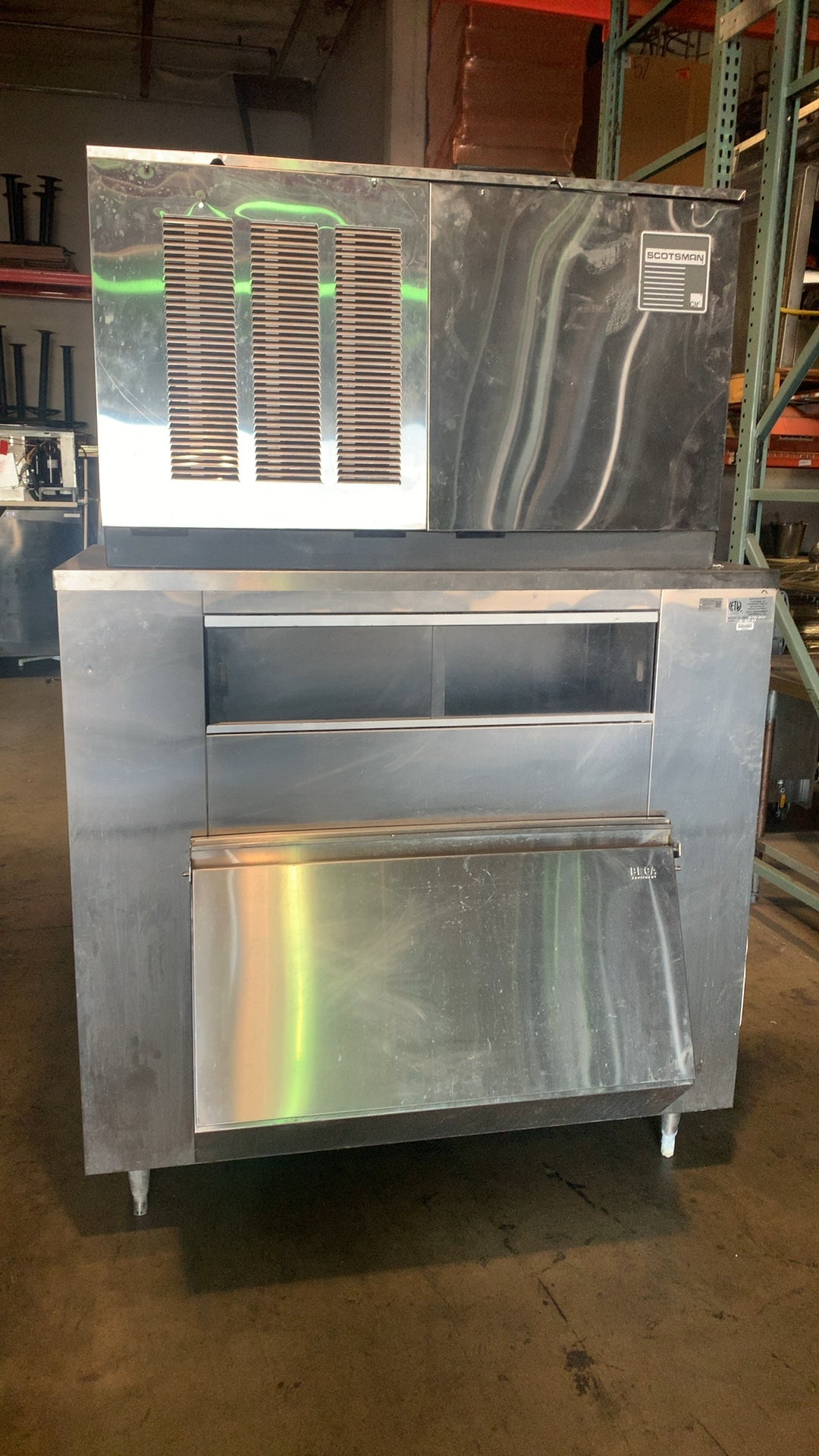 Scotsman CME1356AS-3A Modular Ice Maker Head, with BECA BUB-1-50-T170 Ice Storage Bin Air-Cooled 208/230V 3 Phase Stainless Steel Exterior