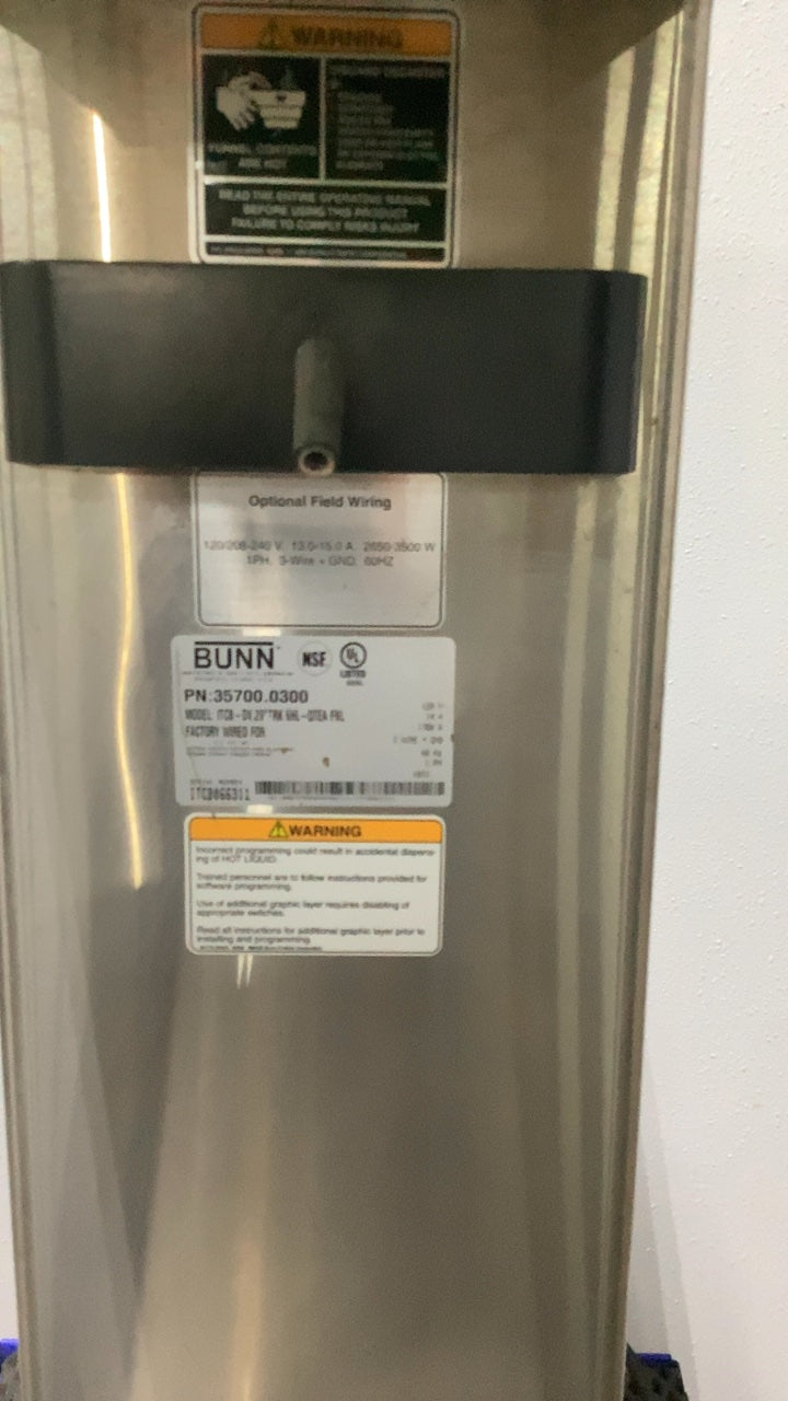 BUNN ITCB-DV 2H Coffee and Tea Brewer, Tall Infusion Single 120/208-240V 1PH