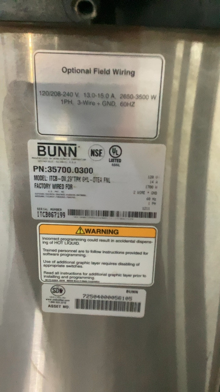 BUNN ITCB-DV 29"TRK 6HL - OTEA FNL Iced Tea/Coffee Brewer, Automatic