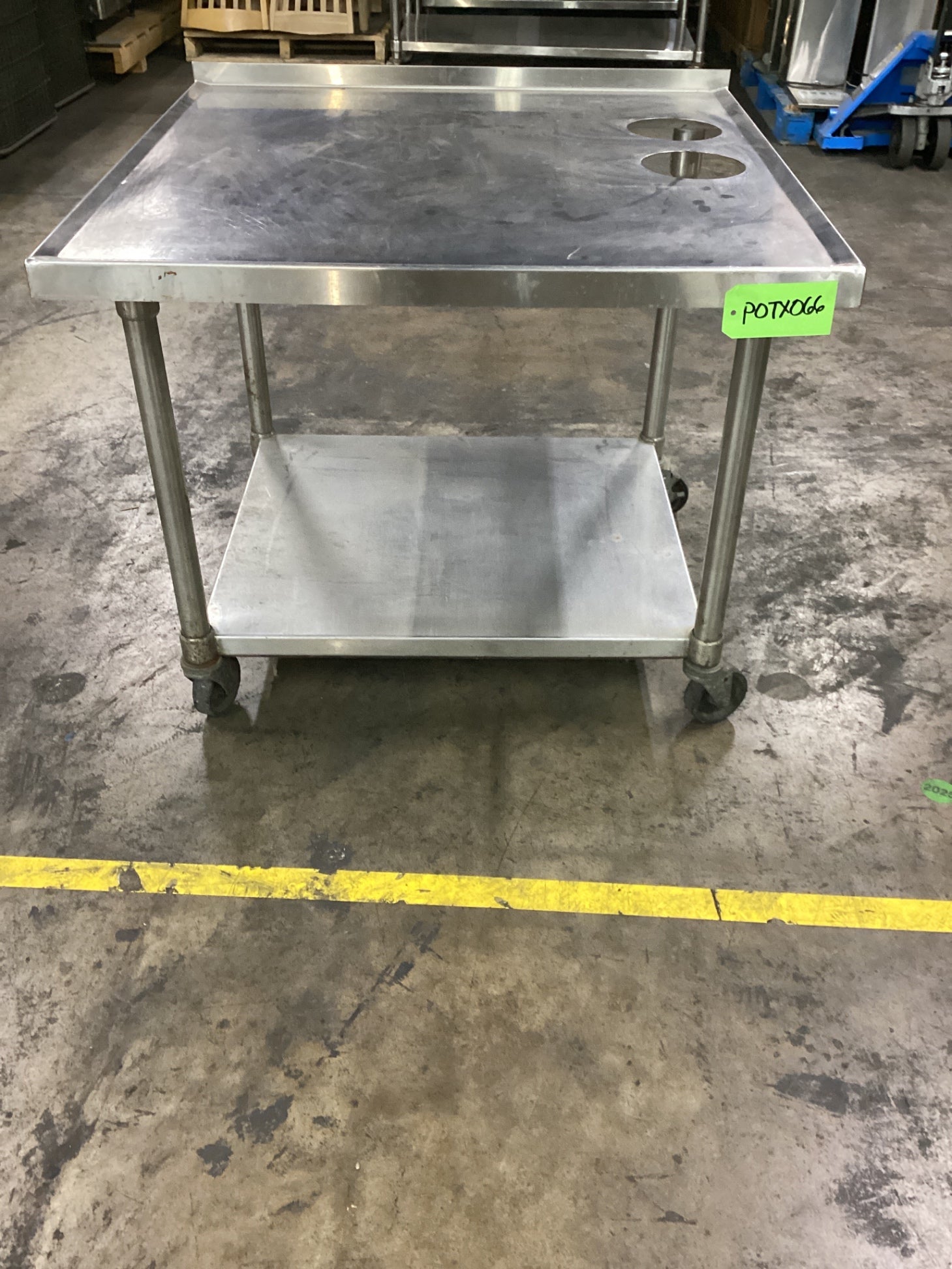SS-WT-2C Work Table, Mobile 2 Top Cutouts Stainless Steel Construction