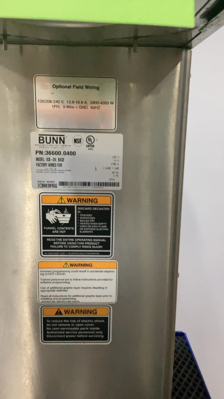 BUNN ICB-DV BASE Coffee Brewer, Commercial Countertop Dual Voltage Stainless Steel Digital Display