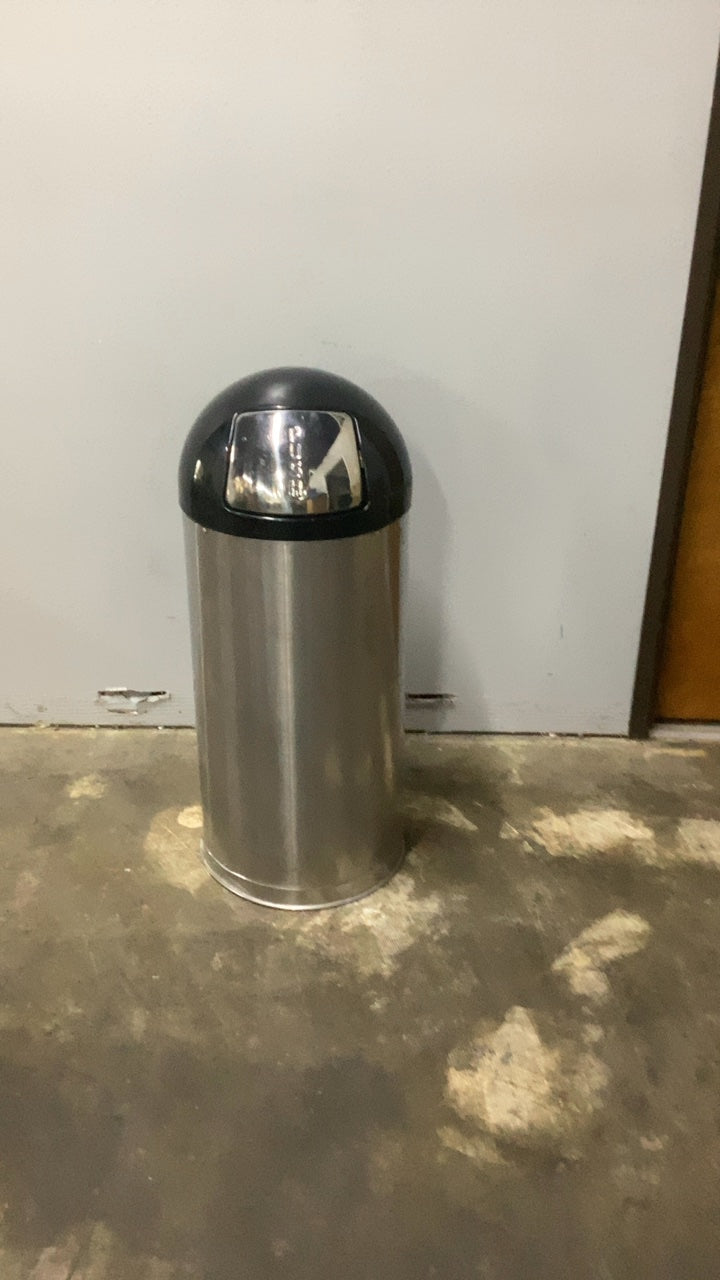 Rubbermaid R1530 Waste Receptacle, Brushed Stainless Steel Body, Dome Top