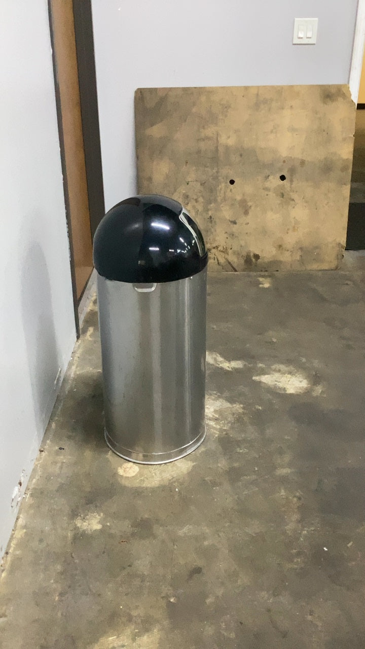 Rubbermaid R1530 Waste Receptacle, Brushed Stainless Steel Body, Dome Top