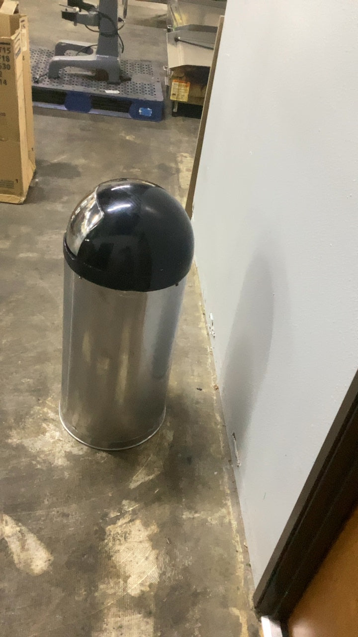 Rubbermaid R1530 Waste Receptacle, Brushed Stainless Steel Body, Dome Top