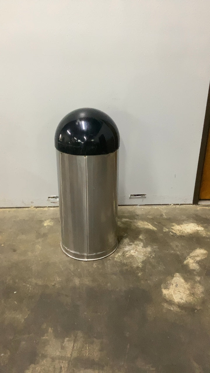 Rubbermaid R1530 Waste Receptacle, Brushed Stainless Steel Body, Dome Top