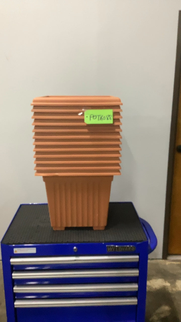 POTXO88 Plant Pots, Stacked Square Terracotta Color, 10 Count