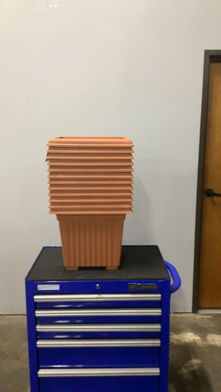POTXO88 Plant Pots, Stacked Square Terracotta Color, 10 Count
