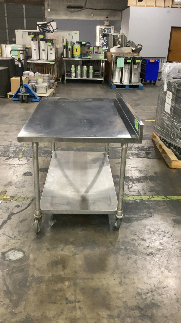 P3WC-6030 Work Table, Stainless Steel, Mobile with 3 Circular Drop-In Cutouts