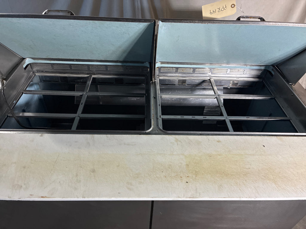 Delfield Sandwich Prep Table, Refrigerated, 2 Solid Swing Doors, Mobile