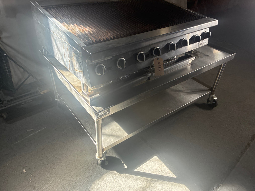 Garland Charbroiler W/ Mobile Stand And Undershelf, 8 Burner
