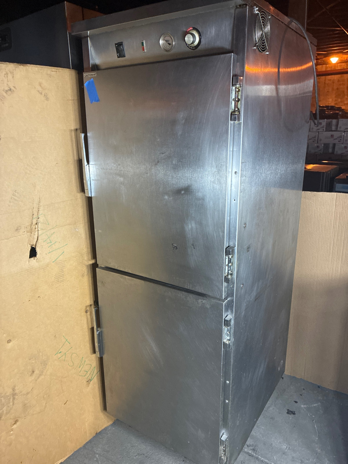 FWE UHST-13- OTB Hot Holding Cabinet, Up-Right, 2 Solid 1/2 Swing Doors, Stainless, Mobile