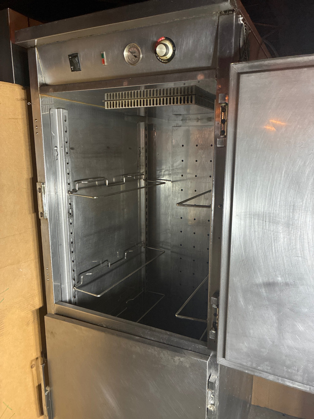 FWE UHST-13- OTB Hot Holding Cabinet, Up-Right, 2 Solid 1/2 Swing Doors, Stainless, Mobile