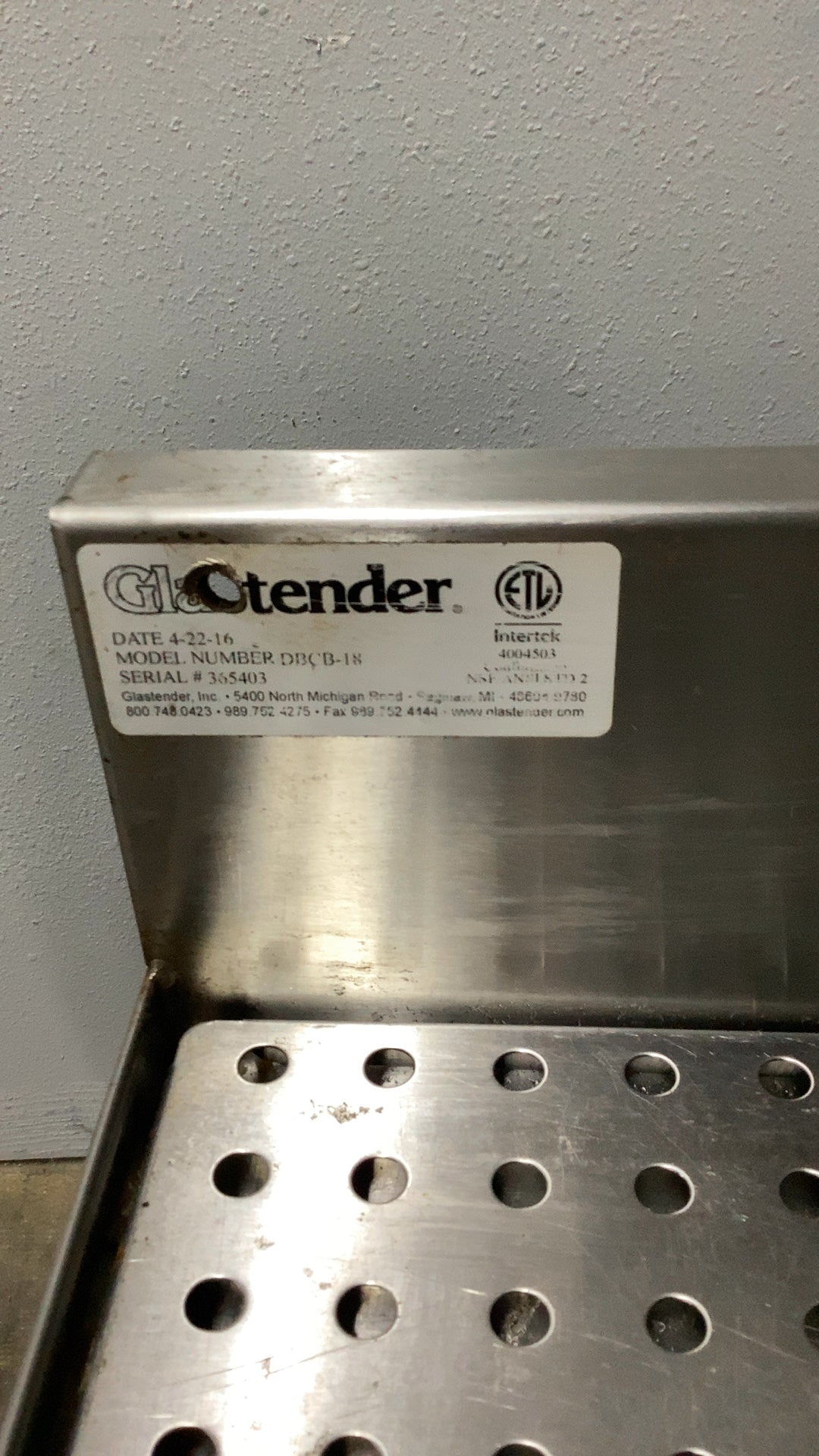 Glastender DBC-B-18 Stainless Steel Blender Station