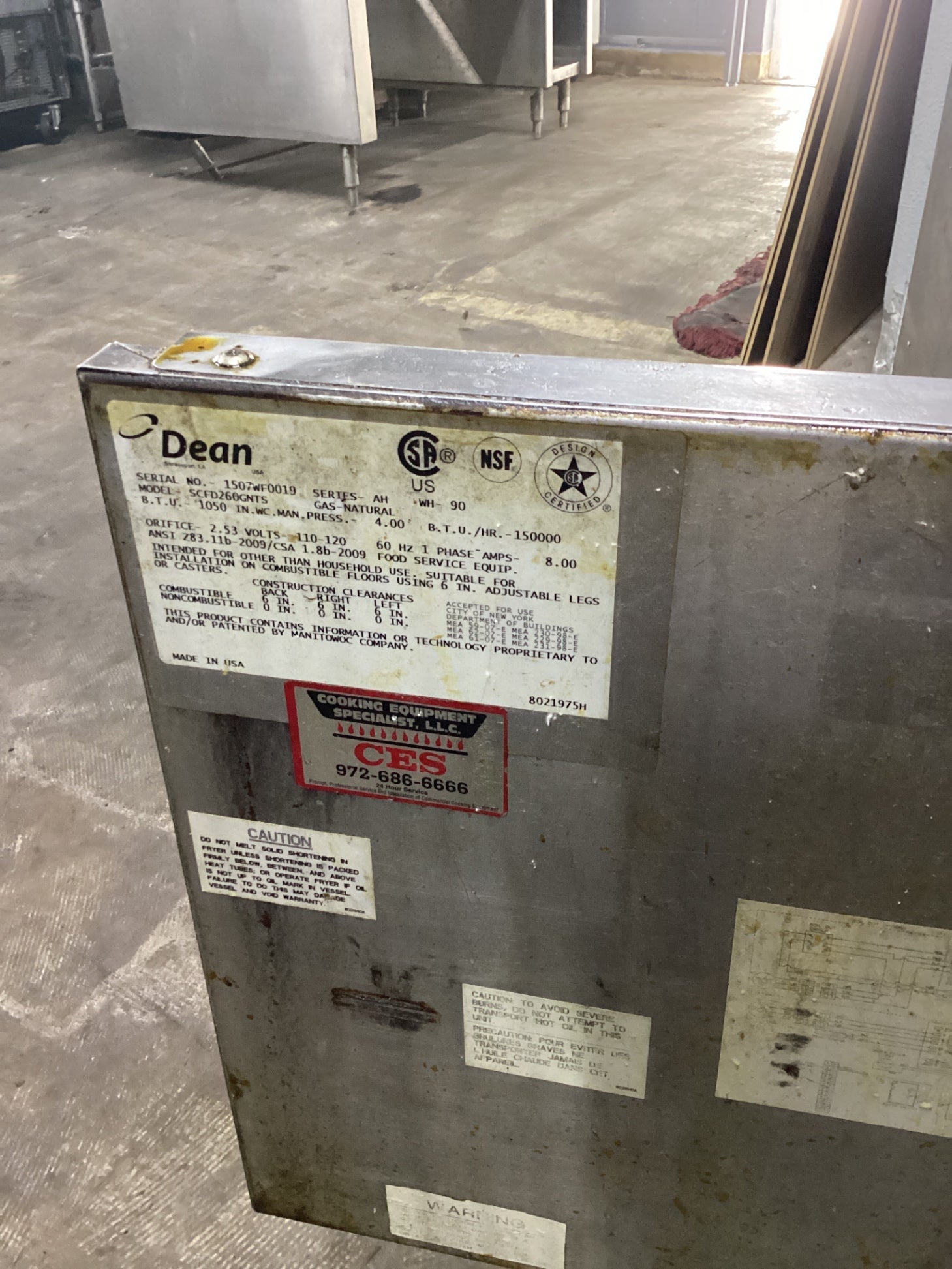 Dean SCFD260GNTS Gas Fryer