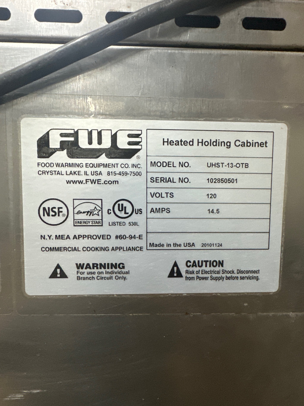 FWE UHST-13P-OTB Mobile Heated Cart