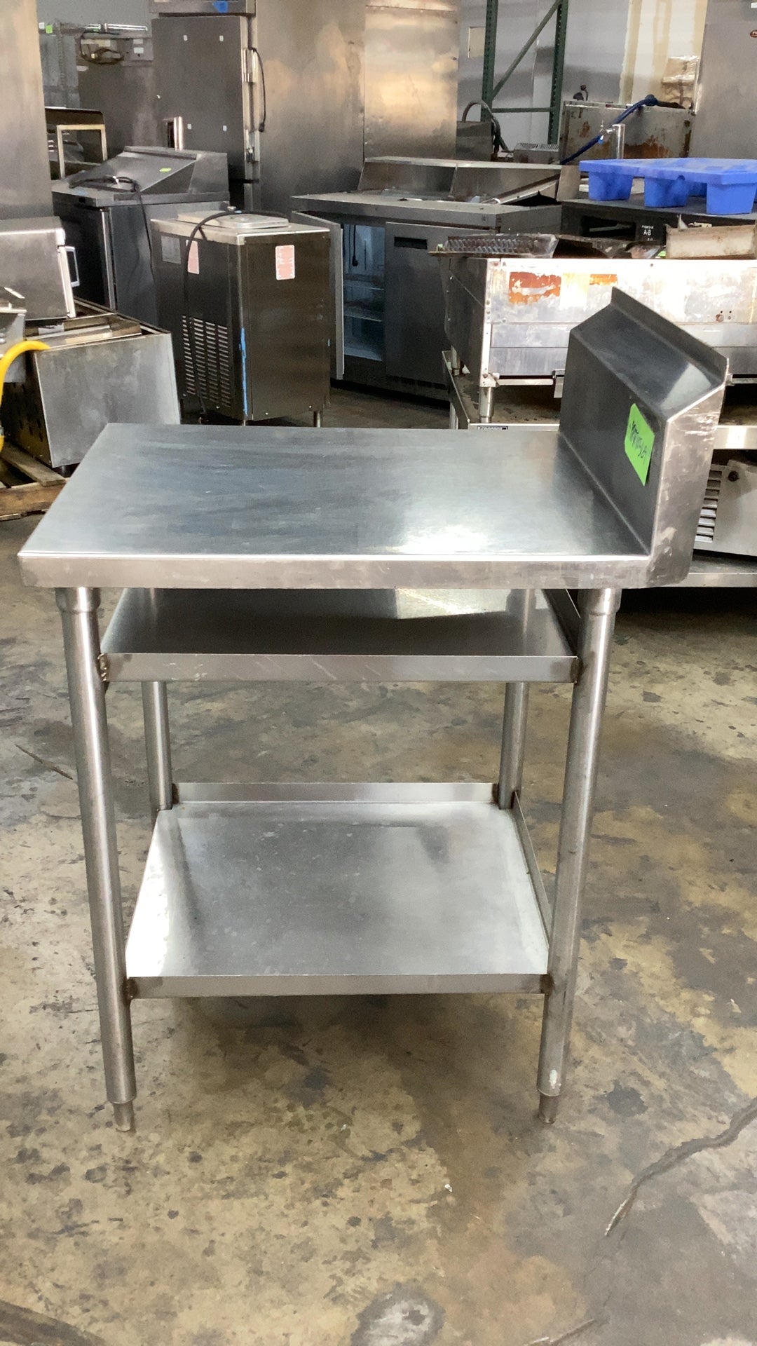 Stainless Steel Two Shelf Table With Backsplash