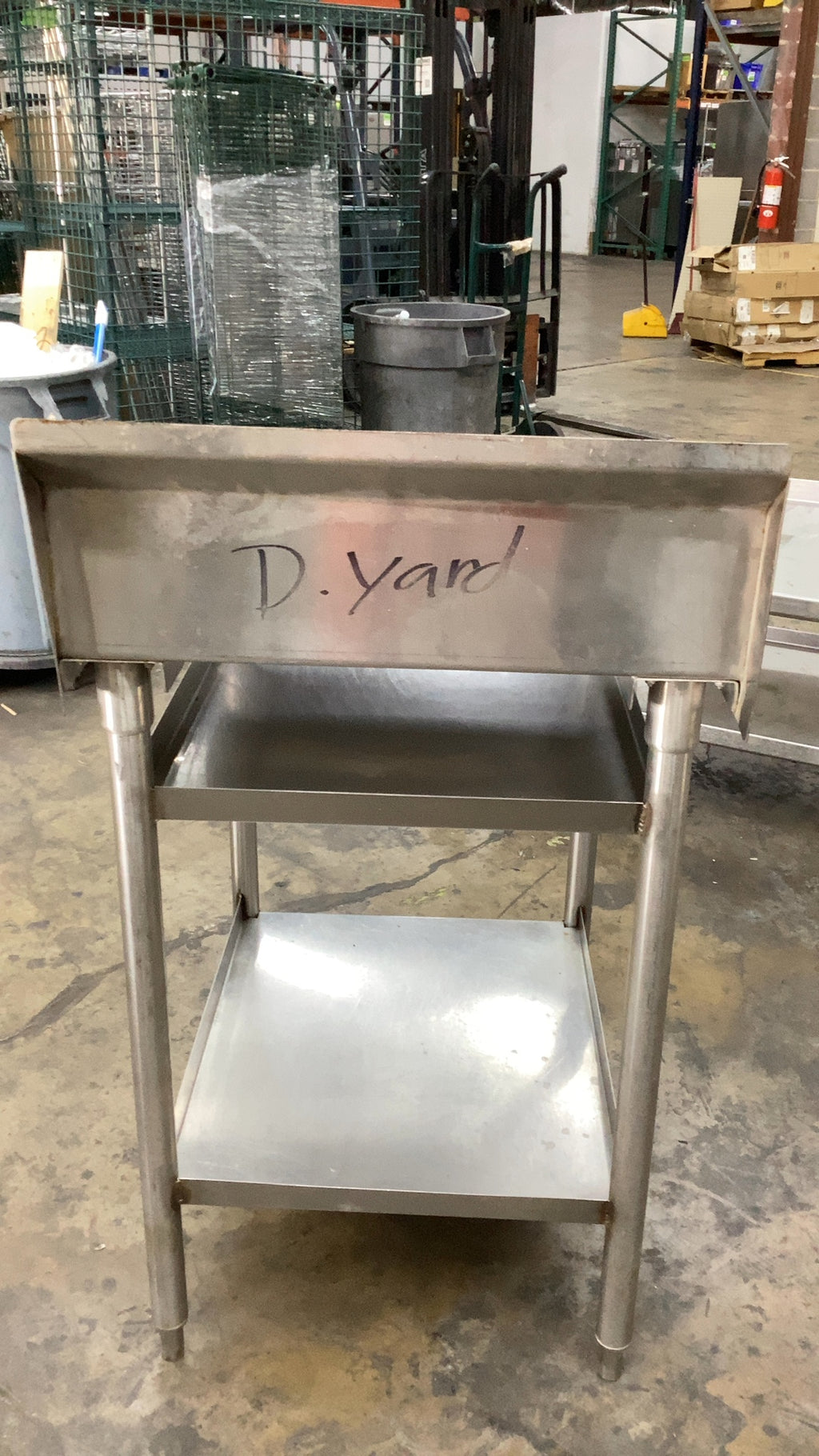 Stainless Steel Two Shelf Table With Backsplash