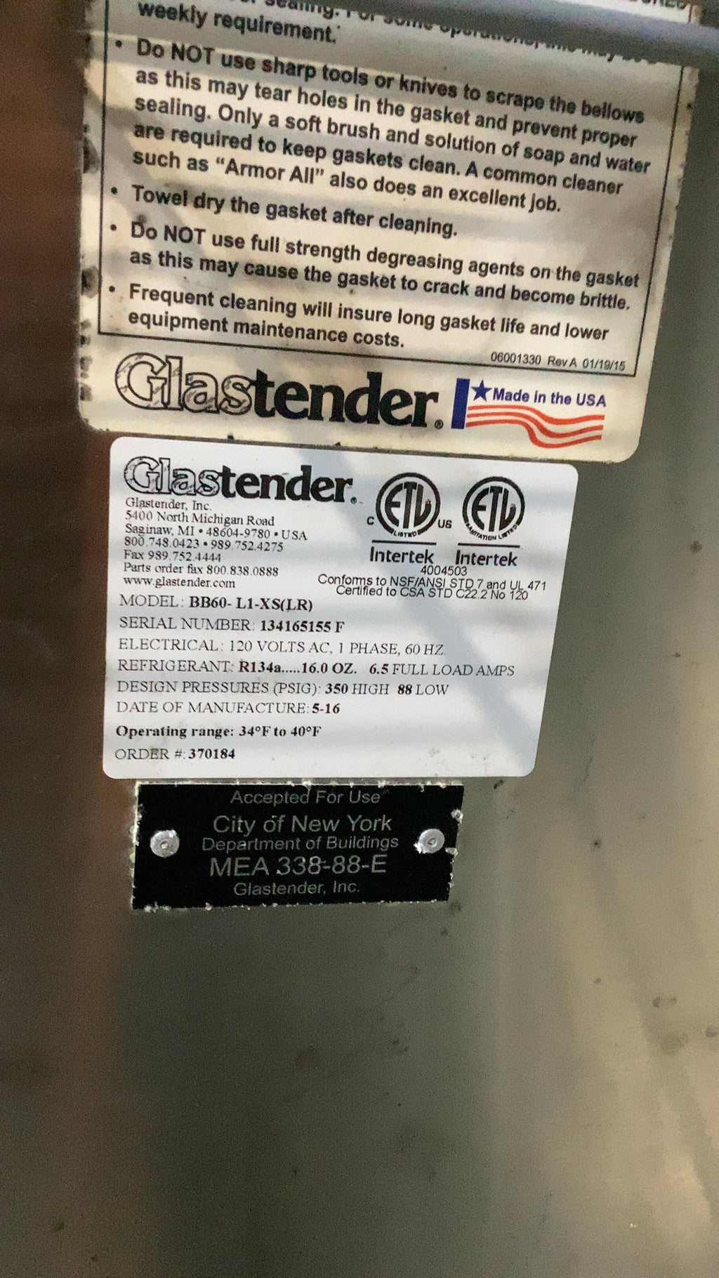 Glastender BB60-L1-XS(LR) Undercounter Refrigerator