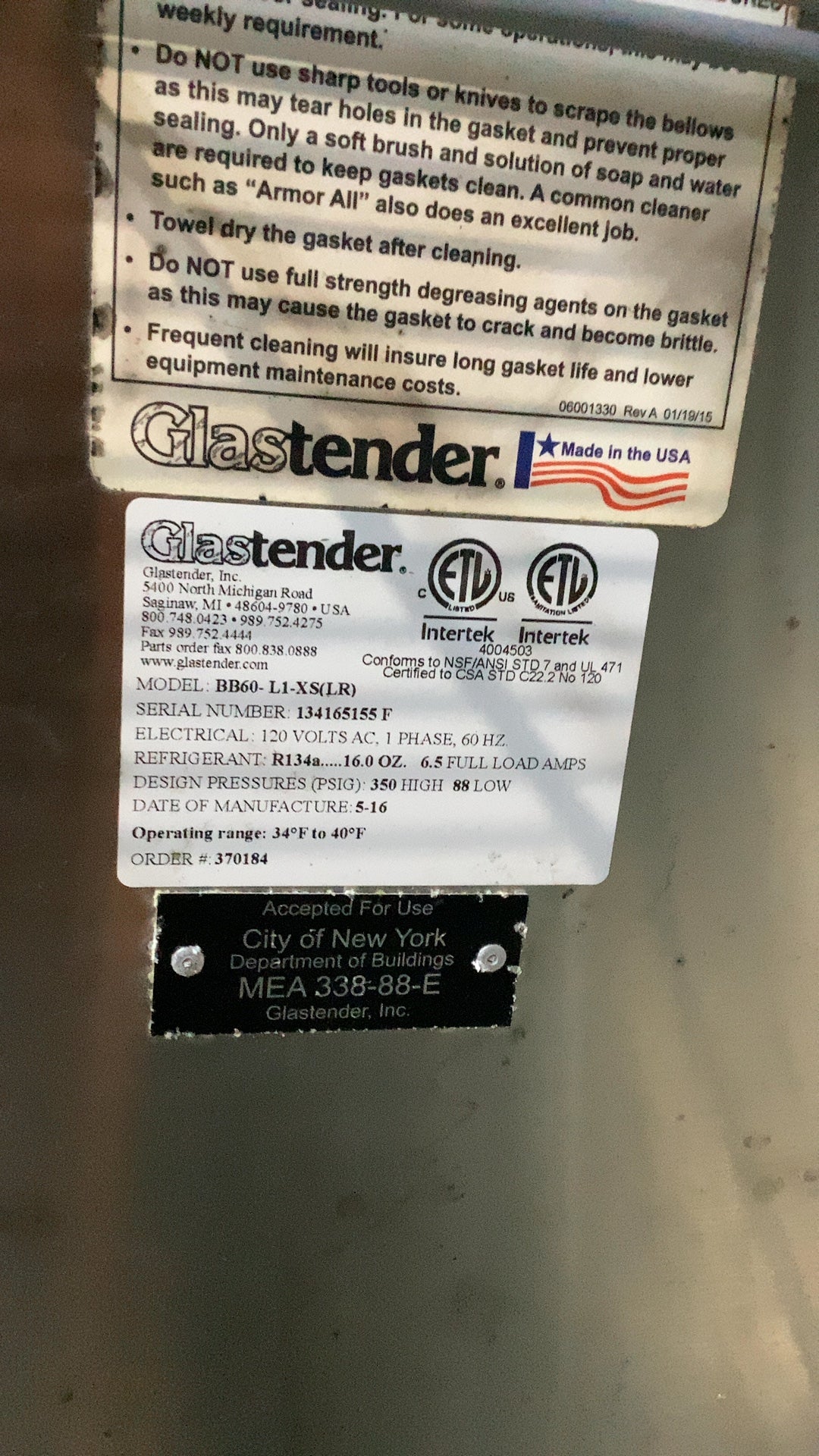 Glastender BB60-L1-XS(LR) Undercounter Refrigerator