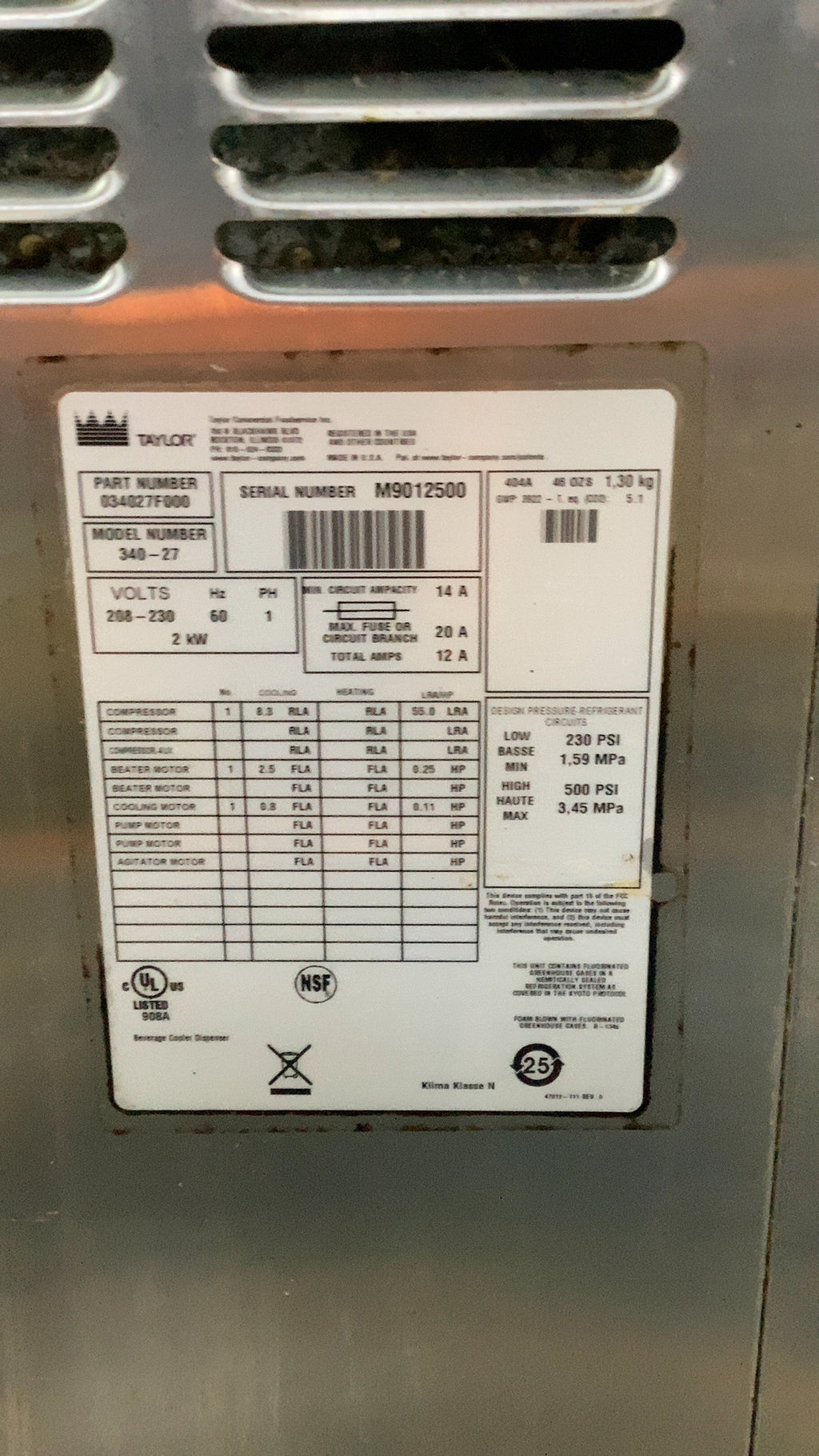 Taylor 340-27 Soft Serve Machine