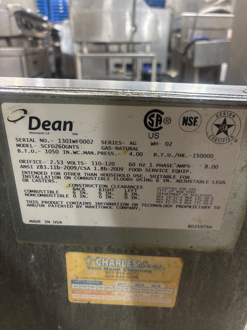 Dean SCFD260GNTS Gas Fryer