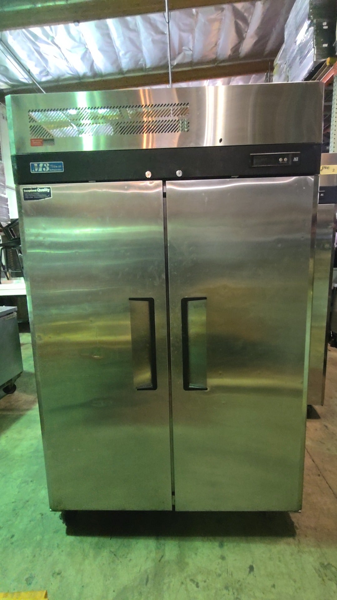 Turbo Air M3R47-2 Refrigerator, Upright Two Solid Doors Stainless Steel Top Mounted Compressor