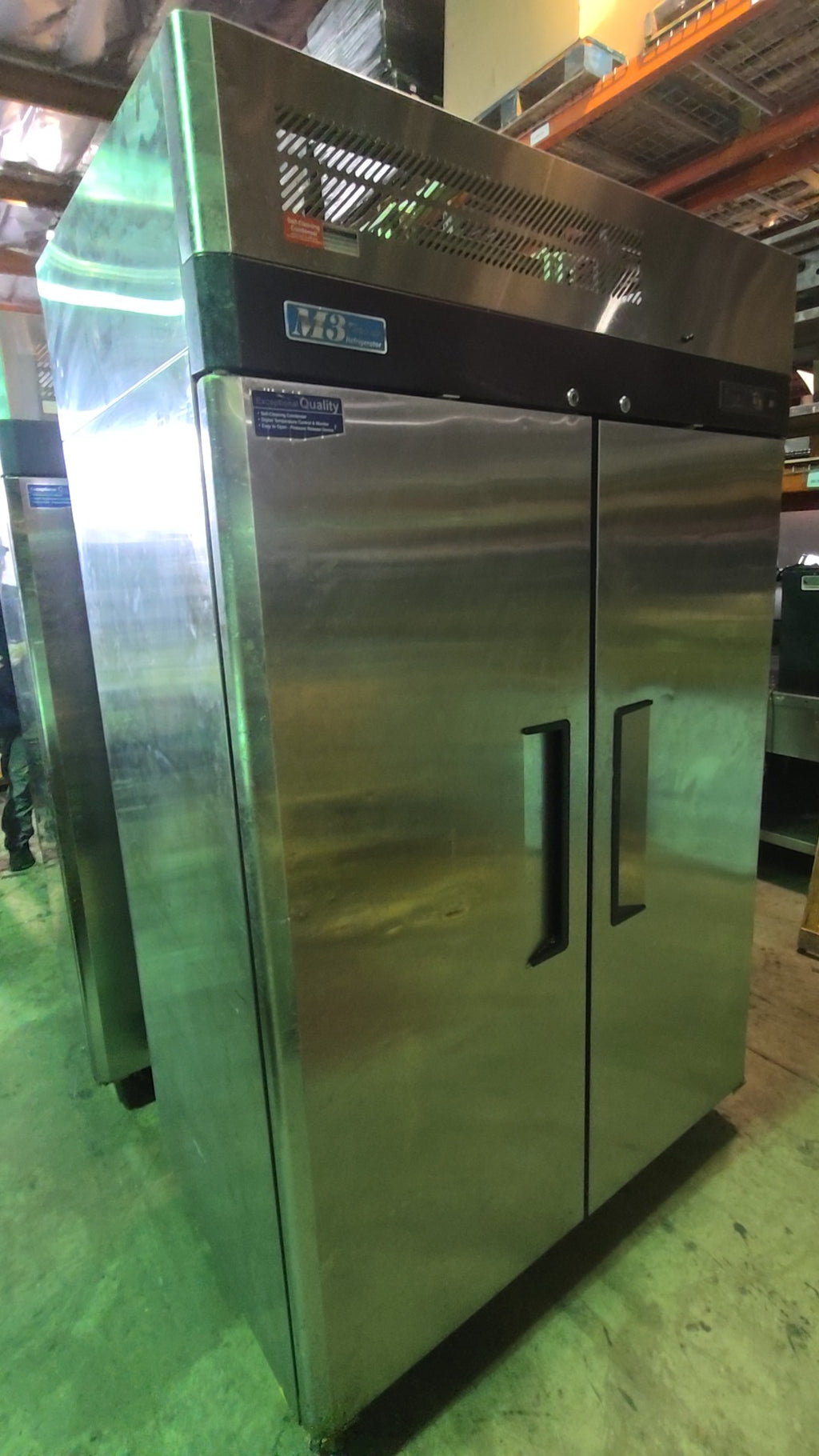 Turbo Air M3R47-2 Refrigerator, Upright Two Solid Doors Stainless Steel Top Mounted Compressor