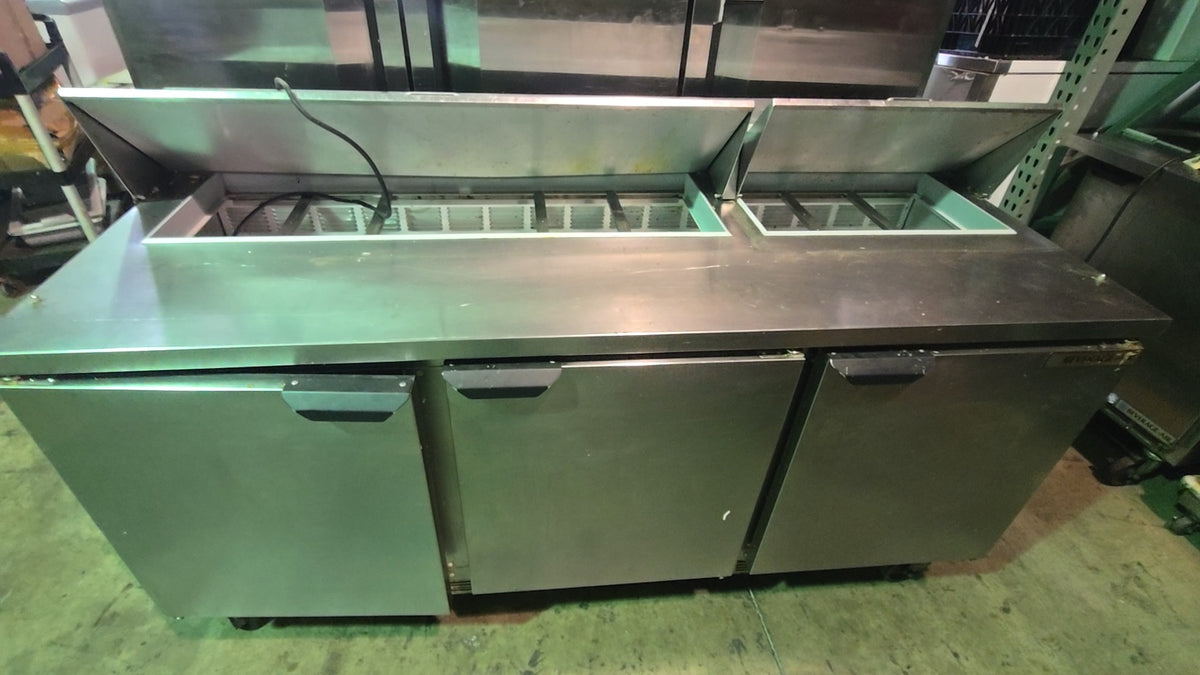 Beverage-Air SPE72HC-18 Refrigerator, Sandwich/Salad Prep Table 3-Door Dual Lid Prep Top