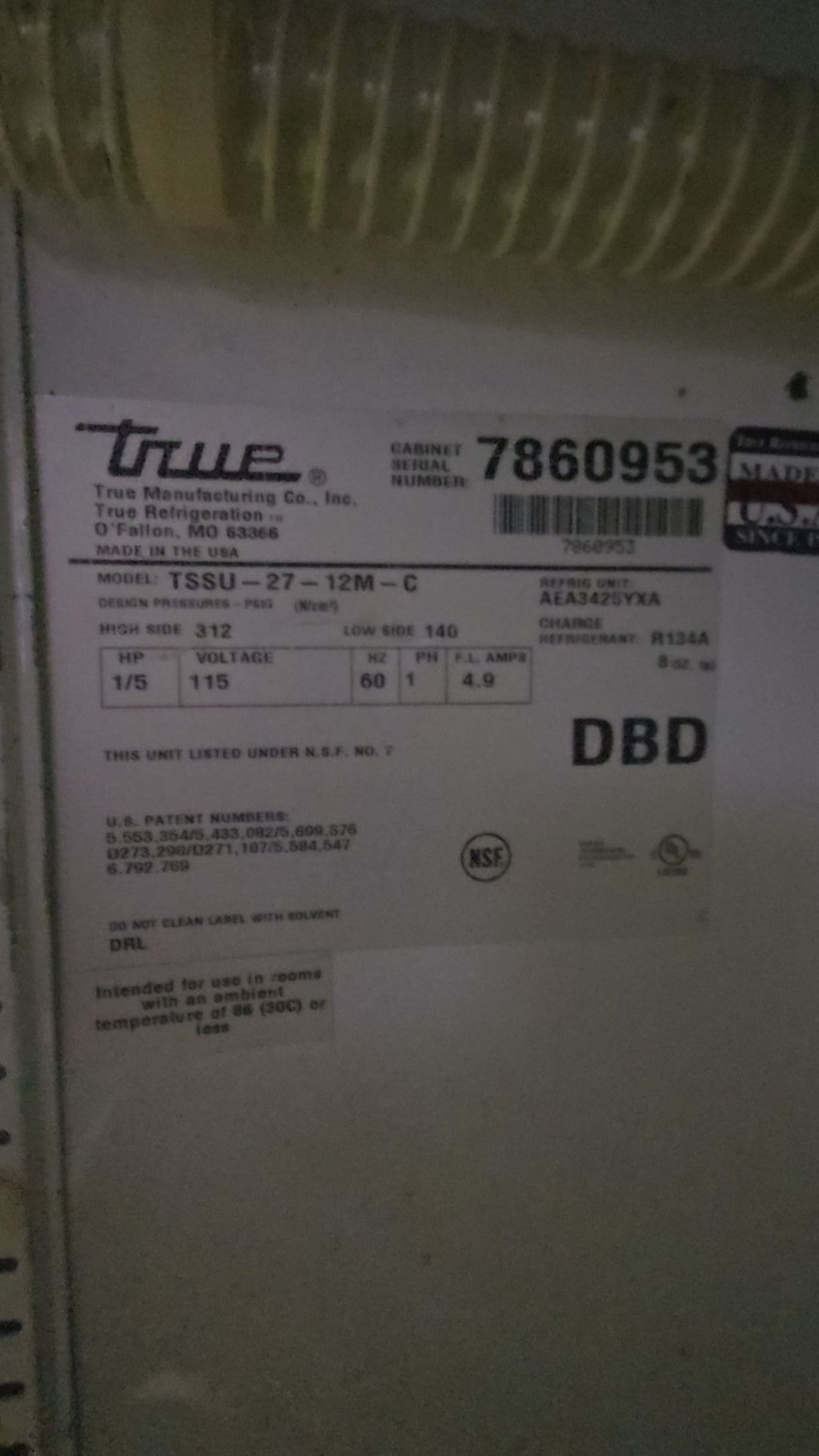 True TSSU-27-12M-C Refrigerated Prep Table, Sandwich/Salad Under Counter 12 Pan Capacity 115V