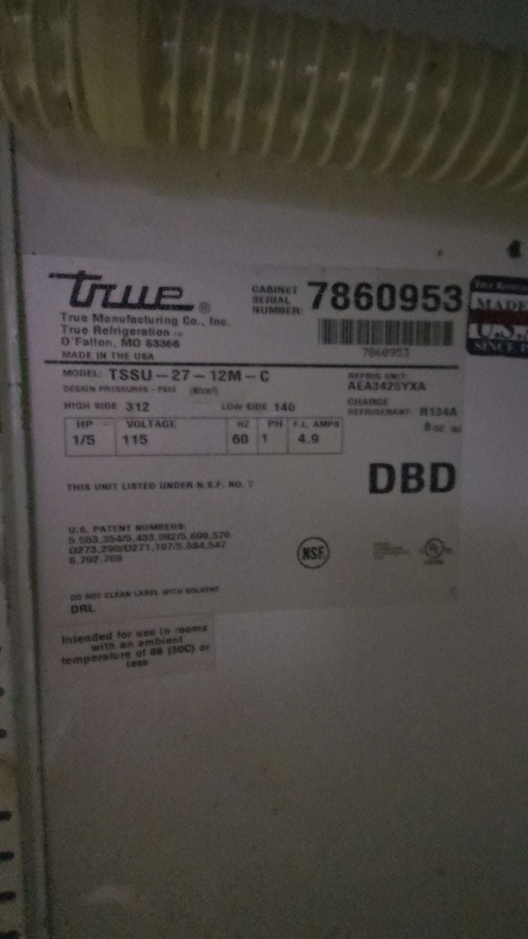 True TSSU-27-12M-C Refrigerated Prep Table, Sandwich/Salad Under Counter 12 Pan Capacity 115V