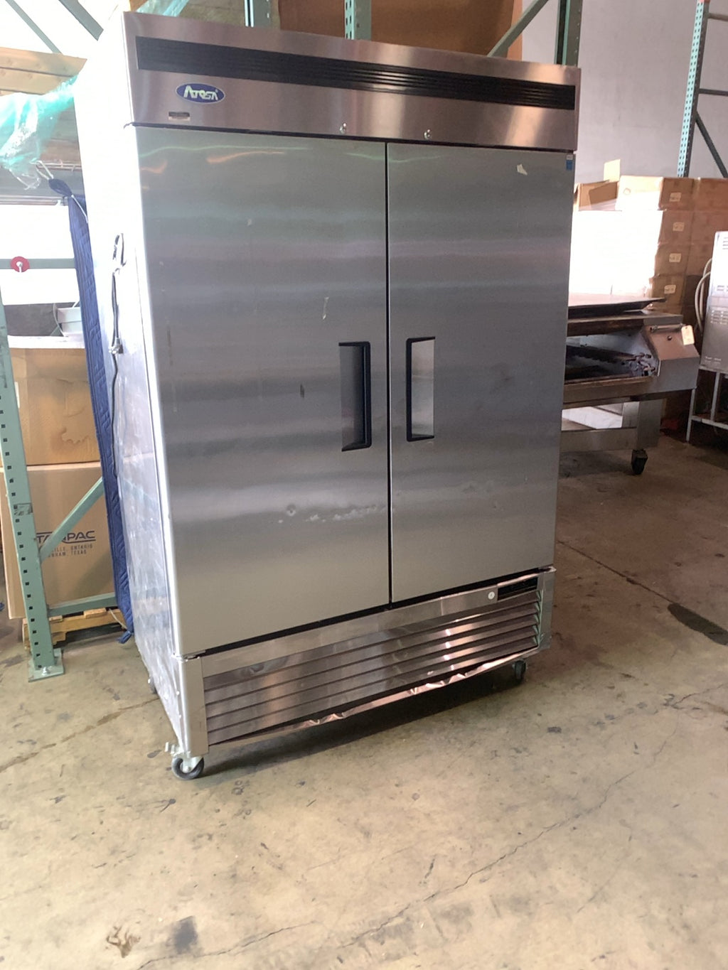 Atosa MBF8507GR Vertical Cooler, Bottom Mount Reach-In 2 Solid Swing Doors 115V Stainless Steel On Casters
