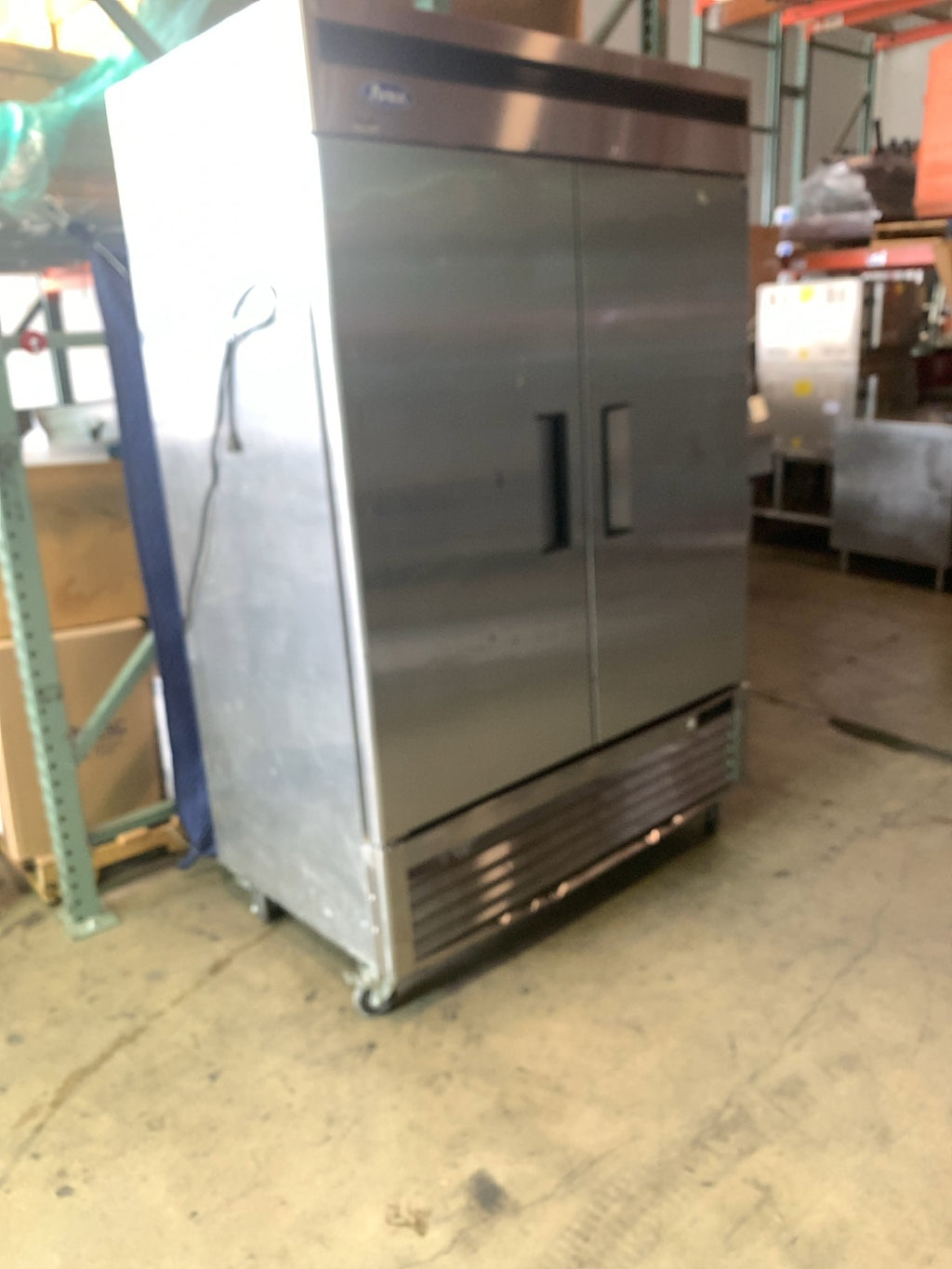 Atosa MBF8507GR Vertical Cooler, Bottom Mount Reach-In 2 Solid Swing Doors 115V Stainless Steel On Casters