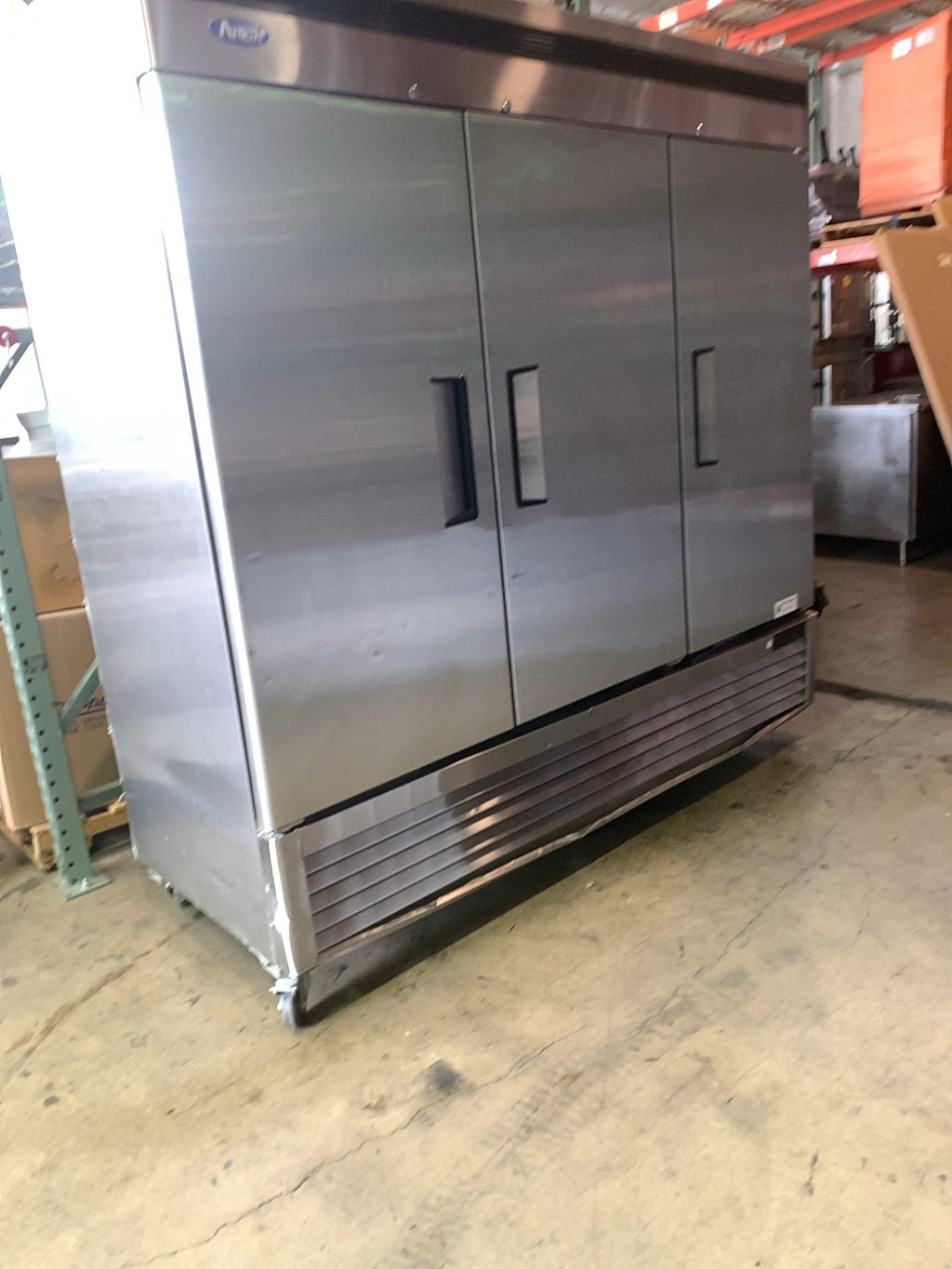 Atosa MBF8508GR Cooler, Reach-In Vertical Bottom Mount 3-Door 115V 1 Phase Stainless Steel On Wheels