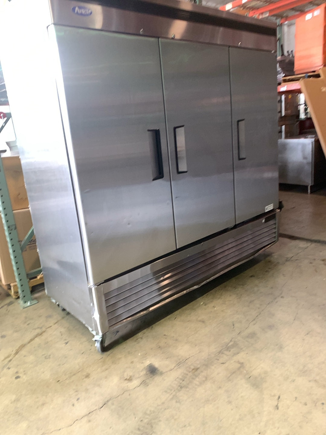 Atosa MBF8508GR Cooler, Reach-In Vertical Bottom Mount 3-Door 115V 1 Phase Stainless Steel On Wheels