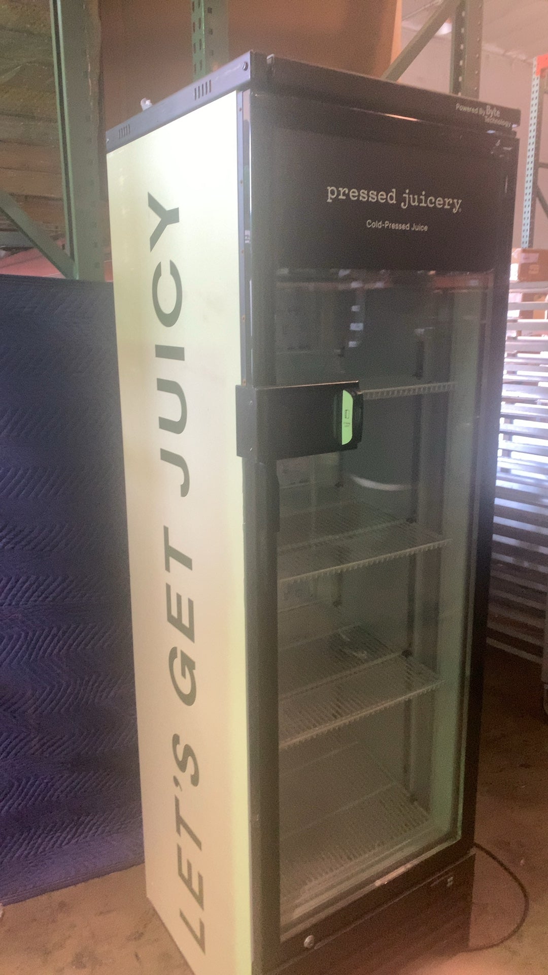 Byte SS-P380WA Upright Display Cooler, Glass Door Internal Shelves Cold-Pressed Juice Branded