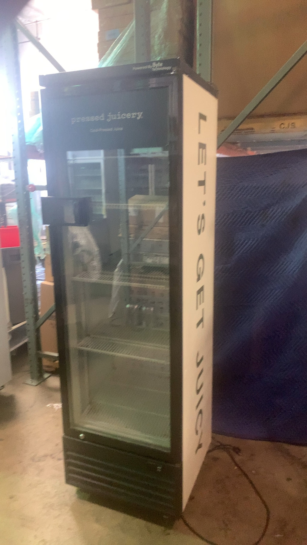 Byte SS-P380WA Upright Display Cooler, Glass Door Internal Shelves Cold-Pressed Juice Branded